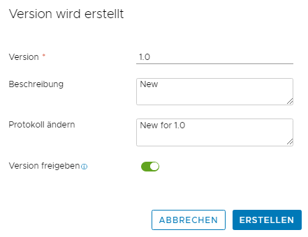 Sie erstellen für Ihr benutzerdefiniertes Integrationsskript eine Version und wählen die Version in der benutzerdefinierten Aufgabe in Ihrer Pipeline aus.