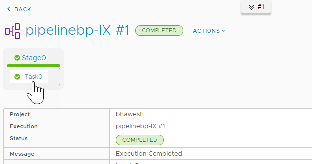In der Pipeline-Ausführung können Sie auf den Link zur Aufgabe klicken und die Details anzeigen.