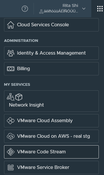 Das VMware Cloud-Fenster „Dienste“ öffnet die Seite Identitäts- und Zugriffsverwaltung und zeigt die Benutzer und ihre Rollen an.