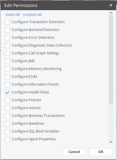 Dashboard App Permissions Configure Health Rules