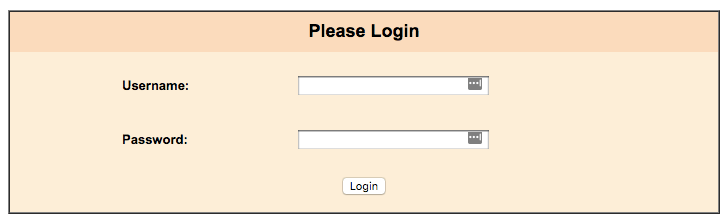 The sign-in page titled Please Login with fields to enter a username and password. Below is the Login button.