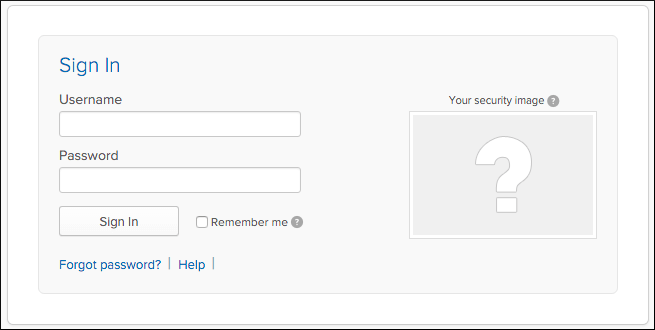 The sign-in page with fields to enter a username and password. Below is the Sign in button.
