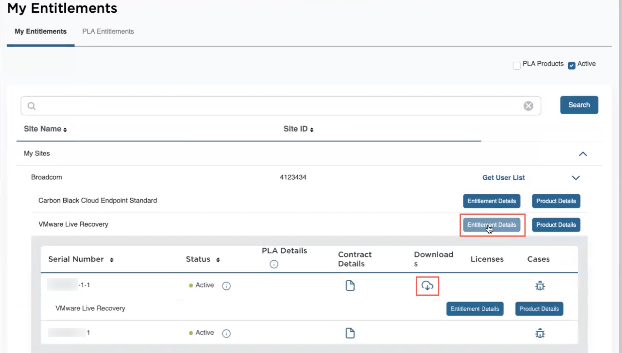 Finding the software download link one the entitlements page.