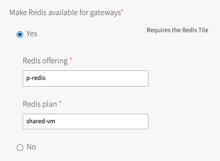 Spring Cloud Gateway, Settings, Service Broker tab, Redis settings