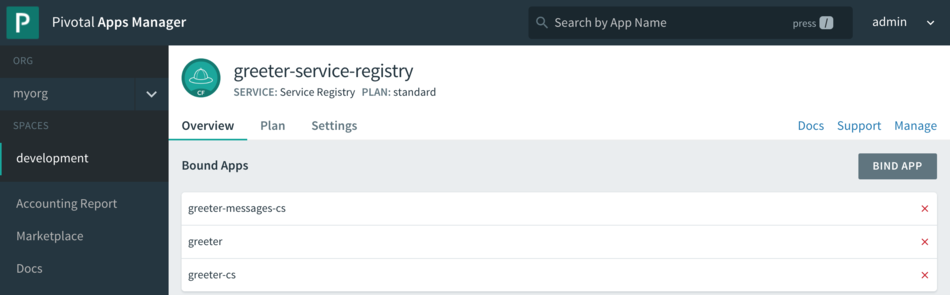 Manage Link for Service Registry