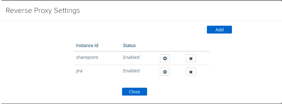 Reverse Proxy Settings with Delete option