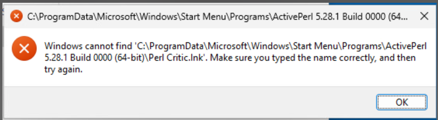 Windows cannot find the path to launch the App Volumes application.