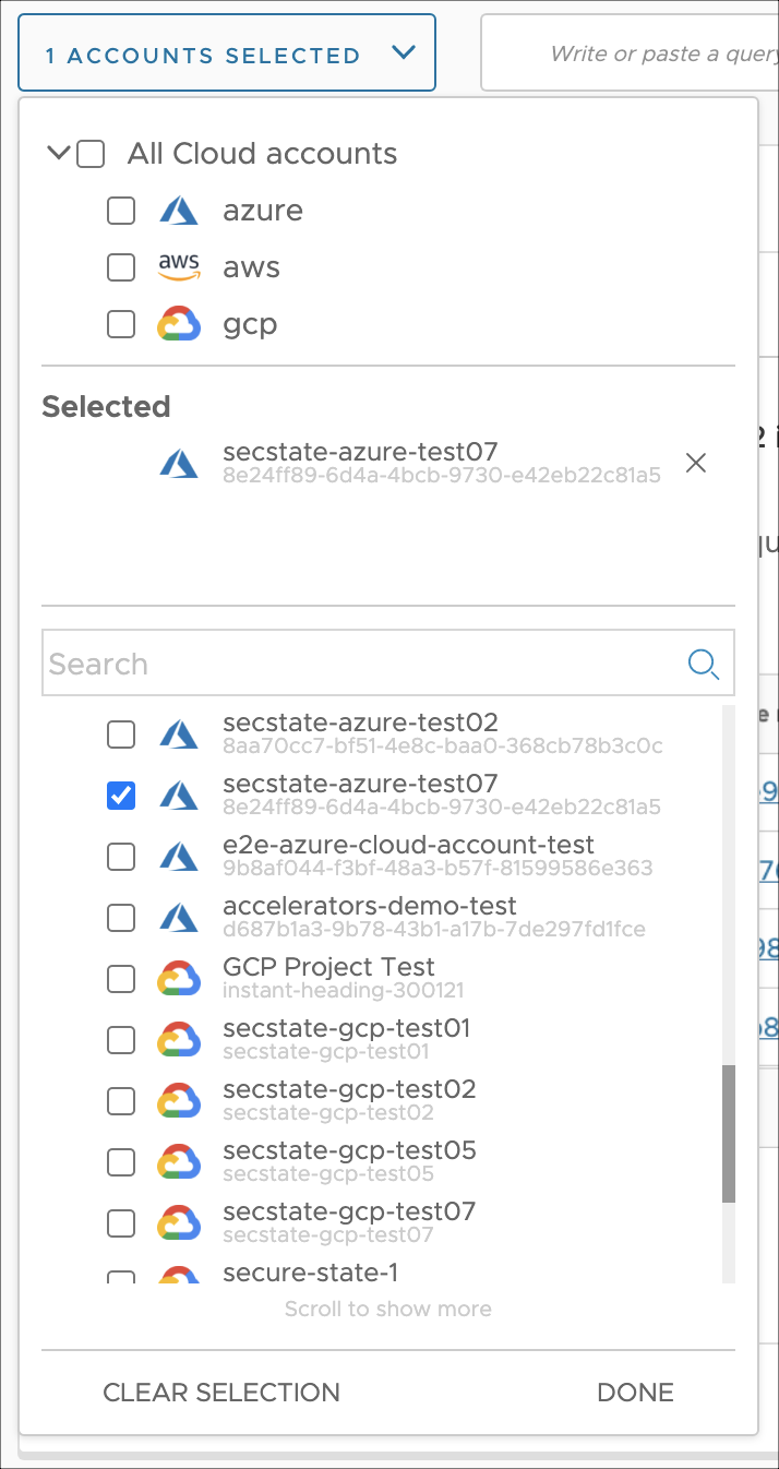 Explore Search Account Selector