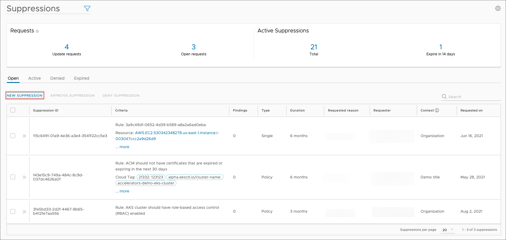 How To Request Suppression On A Finding In Vmware Aria Automation For Secure Clouds 