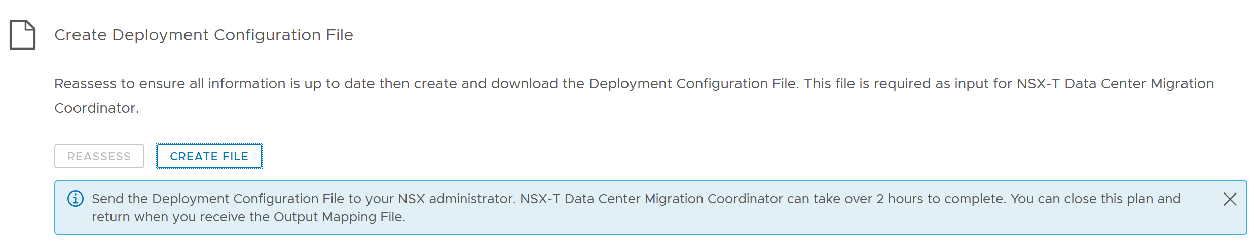 Displays Create Deployment Configuration File section of plan screen 4