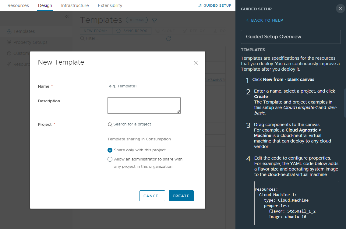 Create a cloud template.