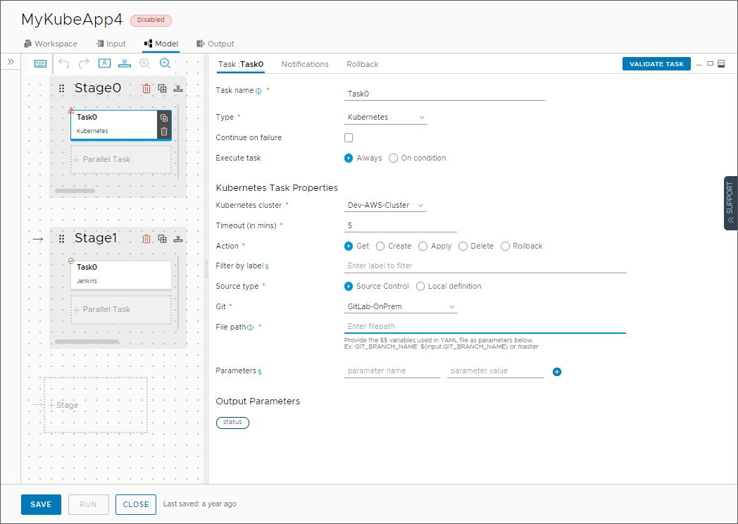 When you create a pipeline, you add tasks, and enter the details for each task.