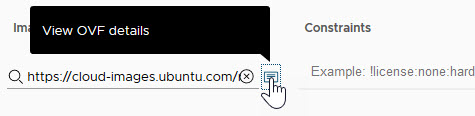 hover over the View OVF Details symbol and click to see the OVF contents