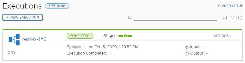 When the pipeline finishes, the status on the pipeline execution indicates COMPLETED.