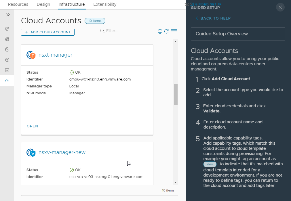 Configure the cloud account.
