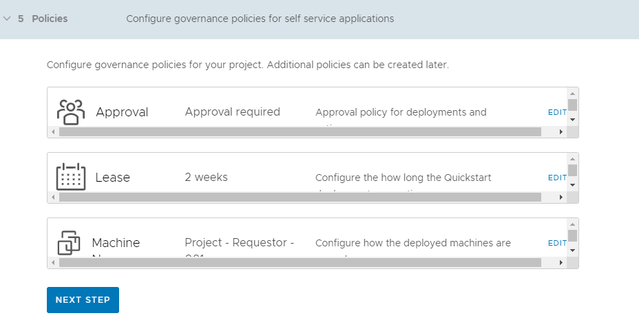 Quickstart governance page