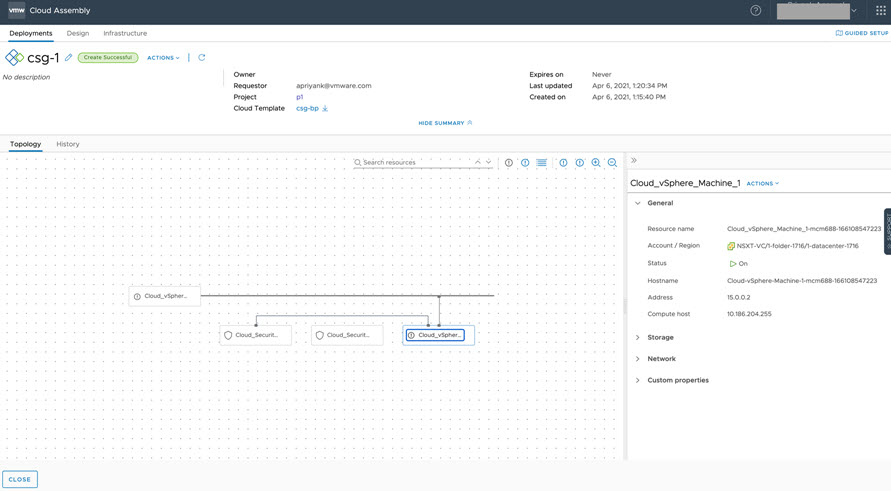 example cloud template generates the deployment