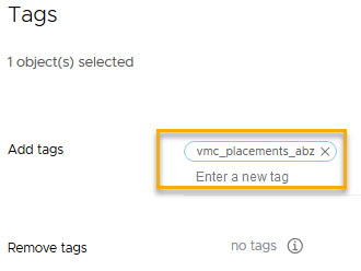 Add tag named vmc_placements_abz to the compute resource.