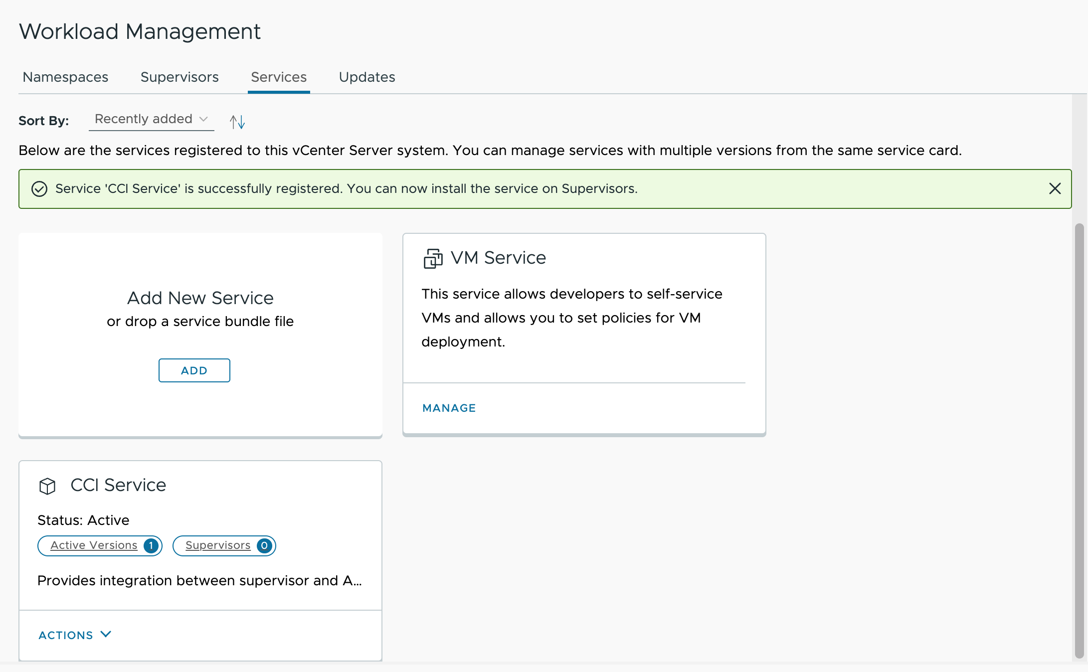 Workload Management with CCI Service tile