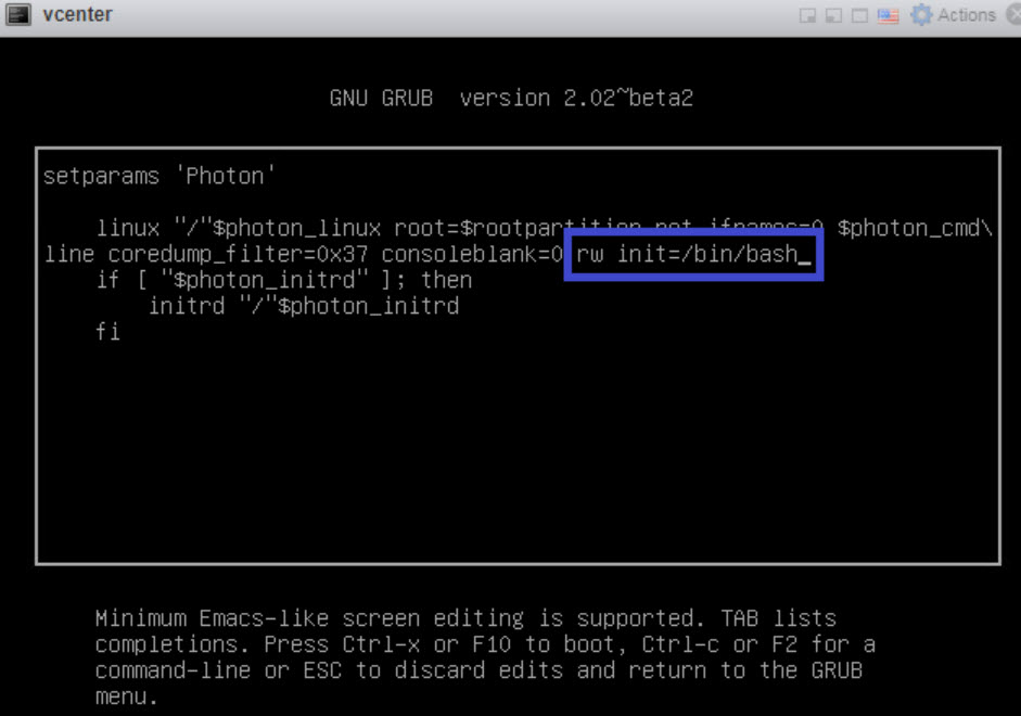 reset root password string in context