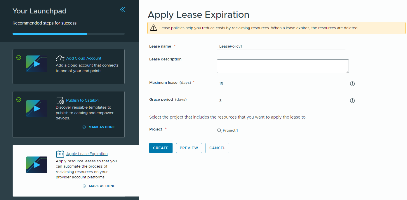 Create a lease policy.