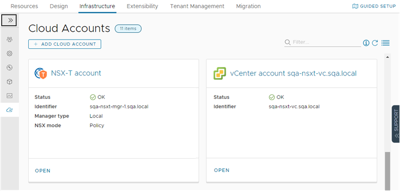 Cloud accounts created by the Quickstart