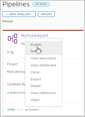 After you save your pipeline, you must enable it before it can run.
