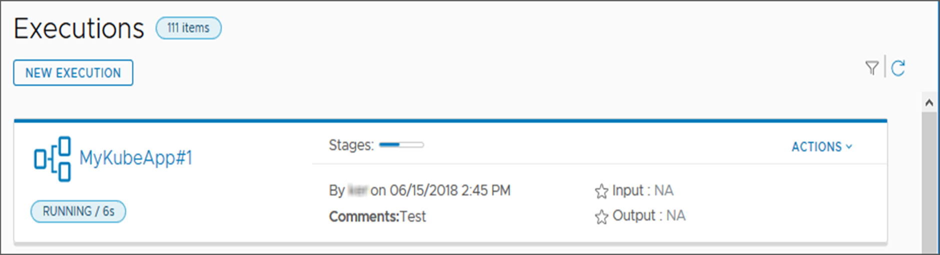 When you observe your pipeline as it runs, the Stages icon displays the progress.