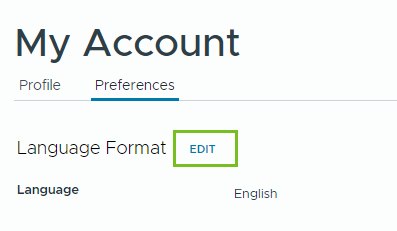 Click Edit in the Language Format section on the My Account Preferences page.