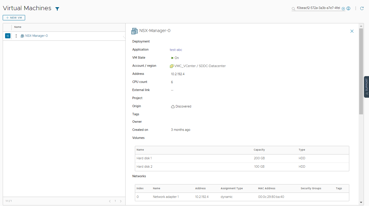 The virtual machine details open in the Virtual Machines view.