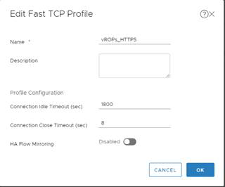 edit fast tcp profile