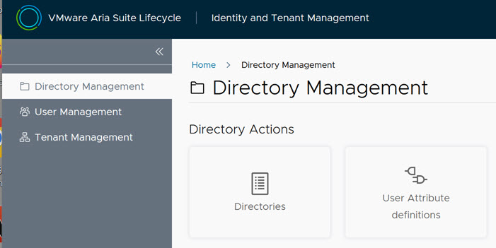 Identity and Tenant management screen displaying the 3 cited options.