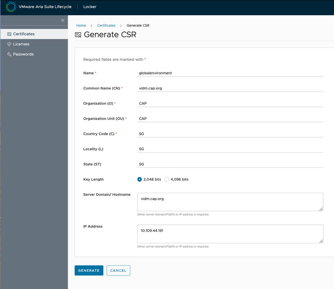 Sample generate CSR page as described in the text.