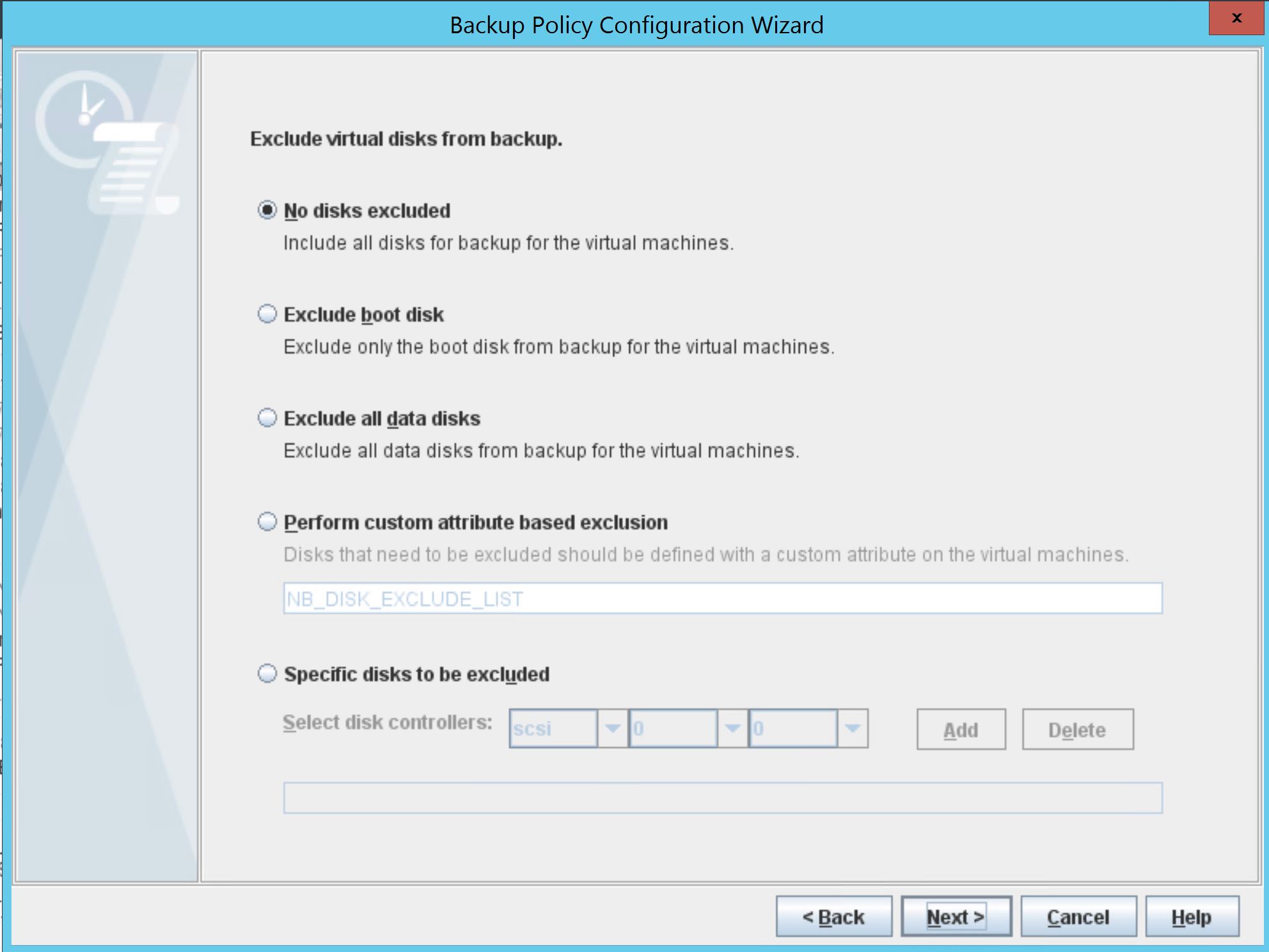 Backup Policy Configuration Wizard