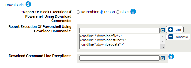 The downloads settings for the Powershell Protection Rapid Config