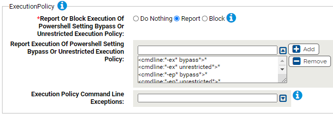 The execution policy settings for the Powershell Protection Rapid Config