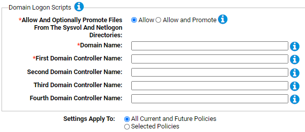 The domain logon scripts settings for the Domain Controller Logon Scripts Rapid Config