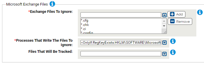 The Microsoft Exchange Files settings for the Microsoft Exchange Server Rapid Config