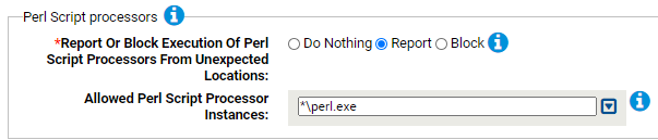 The Perl script processor settings for the Script Processors Rapid Config