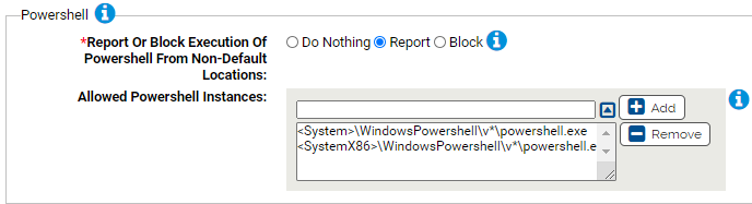 The powershell settings for the Script Processors Rapid Config