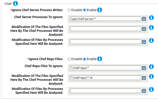 The Chef settings for the Linux System Performance Rapid Config