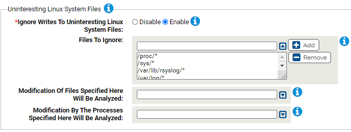 The Uninteresting Linux System Files settings for the Linux System Performance Rapid Config