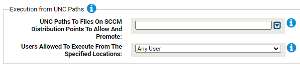 The Execution from UNC Paths settings for the Microsoft SCCM Rapid Config