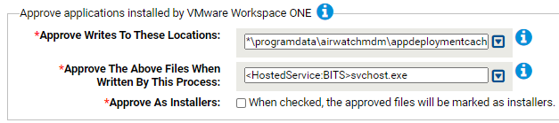 The settings for the VMware Workspace ONE Rapid Config