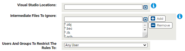 The settings for the Visual Studio Rapid Config