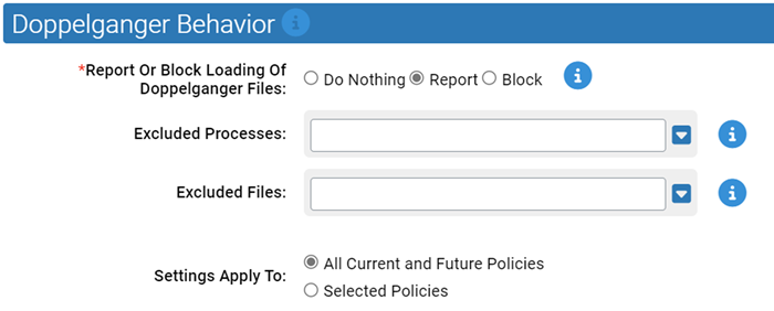 The Doppelganger Behavior settings for the Doppelganger Protection Rapid Config