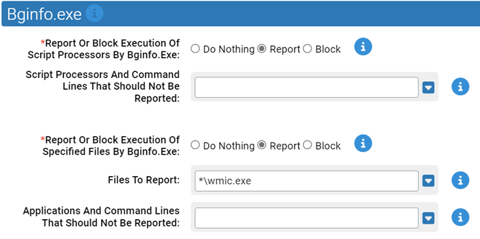 The Bginfo.exe. settings for the Suspicious Parent-Child Protection Rapid Config