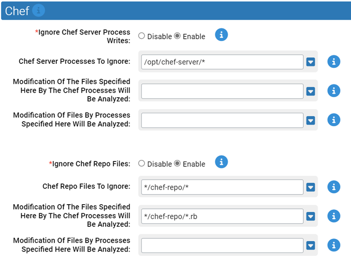 The Chef settings for the Linux System Performance Rapid Config