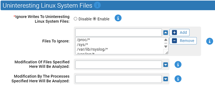 The Uninteresting Linux System Files settings for the Linux System Performance Rapid Config