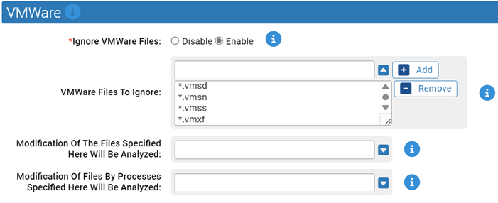 The VMware settings for the Linux System Performance Rapid Config